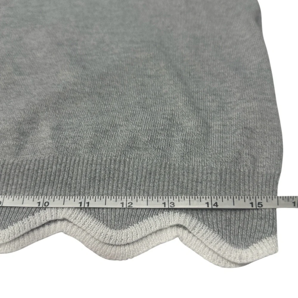 Knitted Wool Gray White Scalloped Neckline Pullover Sweater Misslook Medium - Picture 11 of 14